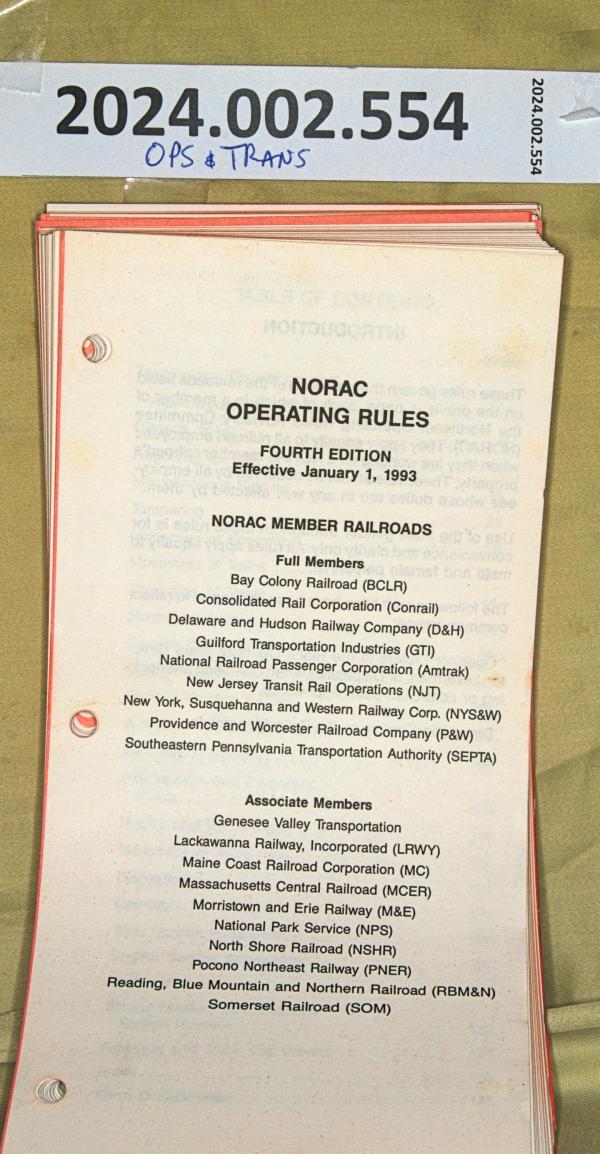 NORAC Operating Rules 4th edition eff. 1993-01-01