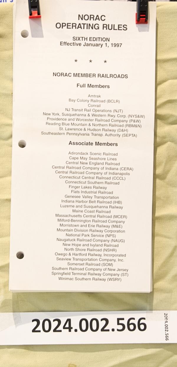 NORAC Operating Rules 6th edition eff. 1997-01-01