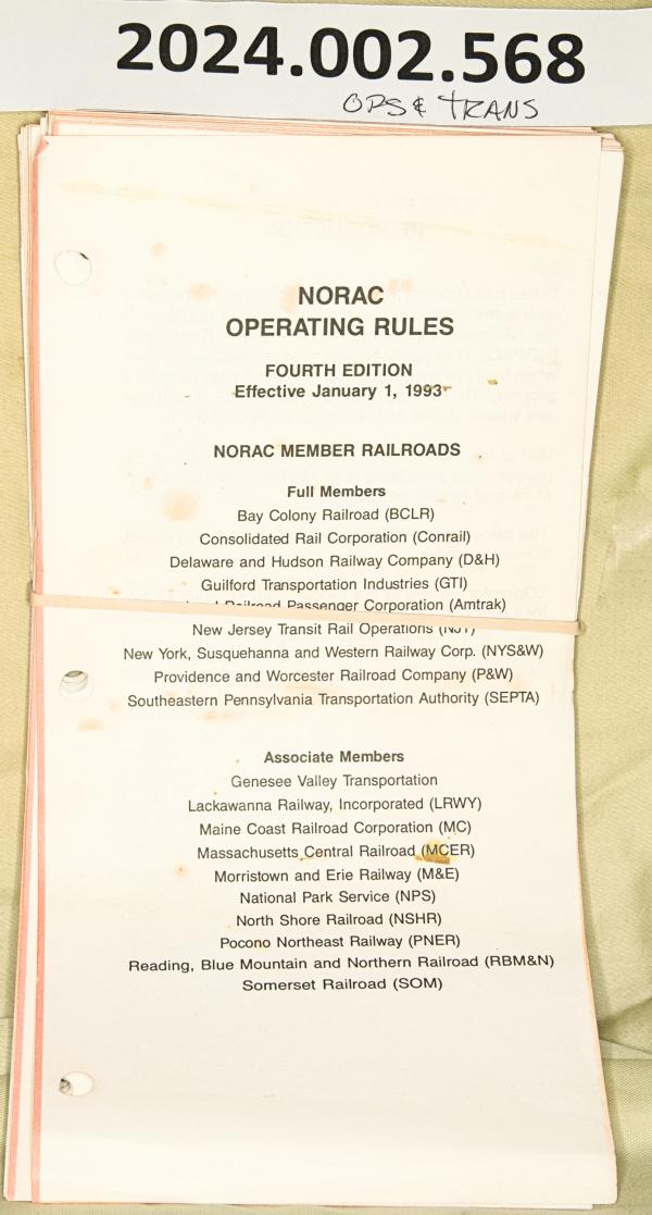 NORAC Operating Rules 4th edition eff. 1993-01-01