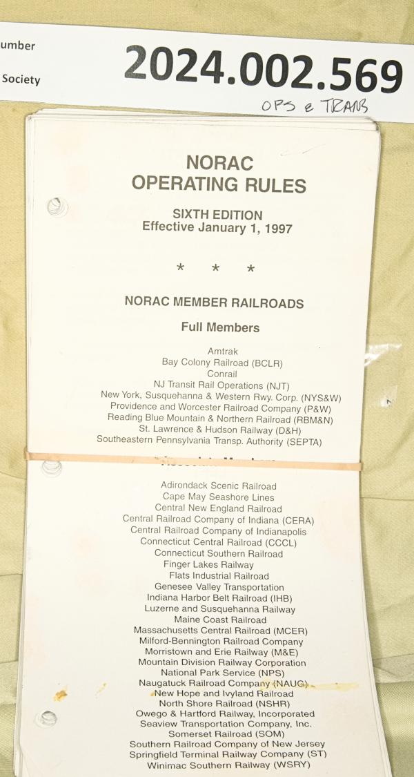 NORAC Operating Rules 6th edition eff. 1997-01-01