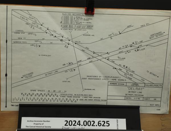 DELRAY Tower electro-mechanical machine diagram, Detroit Line Detroit MI