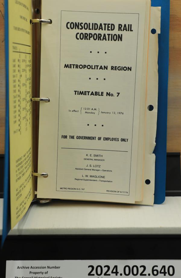CR Metropolitan Region Timetable No. 7, eff. 1976-01-12