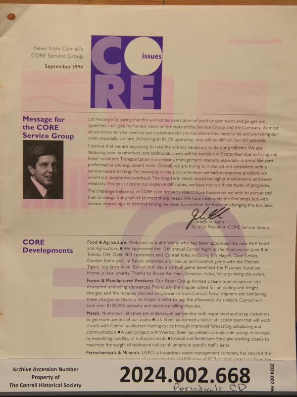 News from Conrail's Core Service Group, September 1994