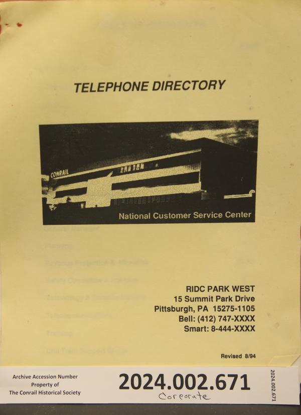National Customer Service Center telephone directory, Rev. 1994-08-01
