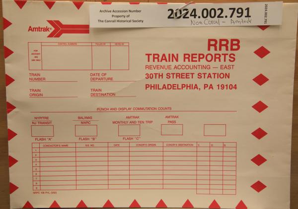Amtrak conductor revenue collection envelope
