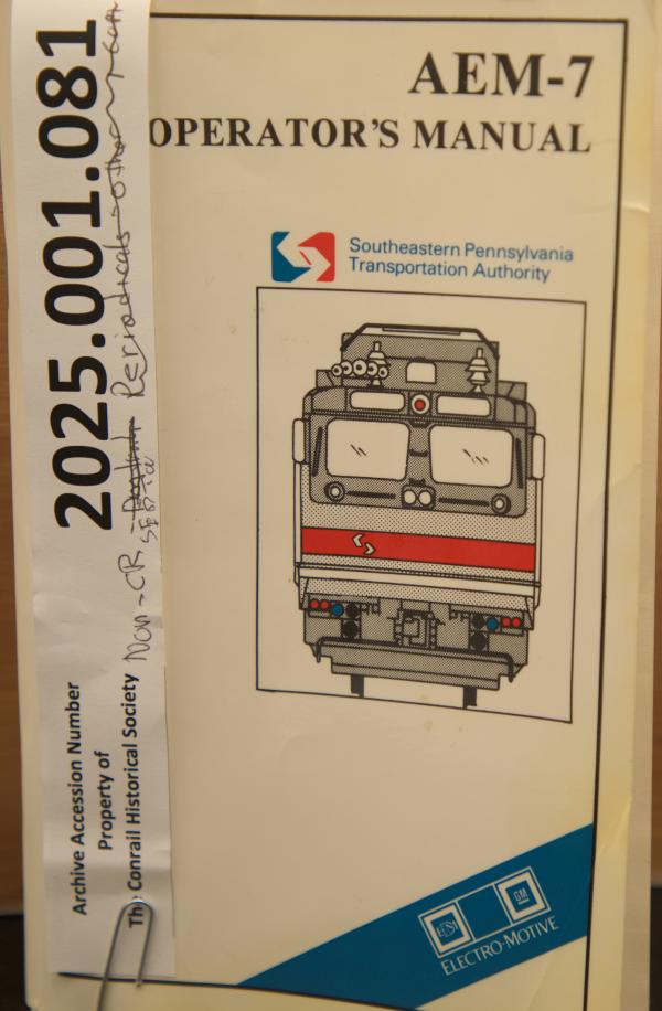 SEPTA AEM-7 loocomotive operator's manual, Sept. 1987