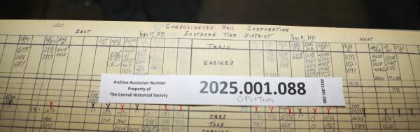Southern Tier train dispatcher sheet, 1989-06-12