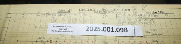 Southern Tier train dispatcher sheet, 1989-06-18
