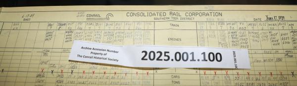 Southern Tier train dispatcher sheet, 1989-06-17