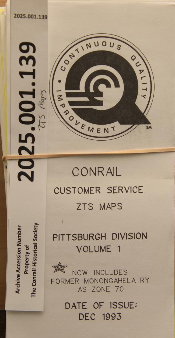 Pittsburgh Division ZTS maps, Vol. 1, December 1993, includes MGY Zone 70