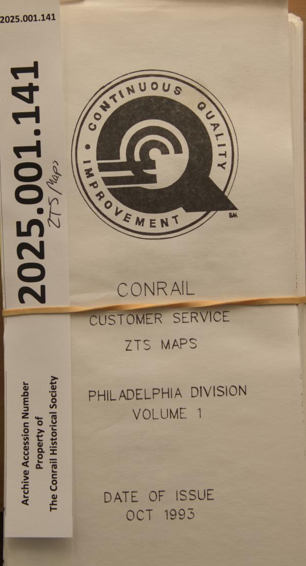 Philadelphia Division ZTS maps, Vol. 1, Oct. 1993