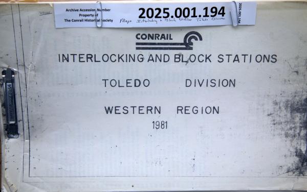 Interlocking and Block Station diagrams, Toldeo Div., Western Reg. 1981