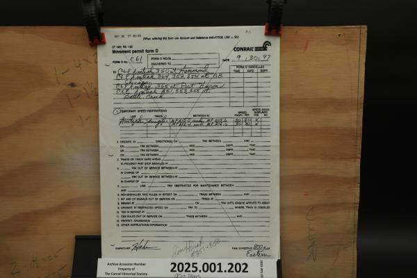 CR Form D movement permit, 1997-09-30 for Amtrak