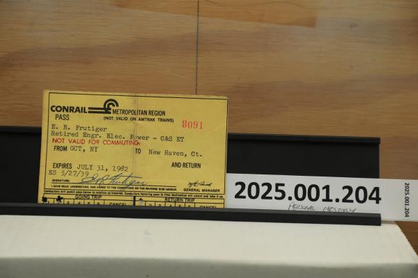 CR Metropolitan Reg. pass for E.R. Frutiger, ret. engineer electric power