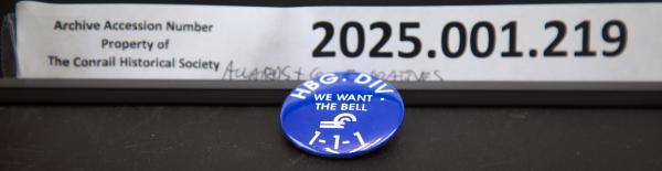 CR Harrisburg Div. button, We Want the Bell