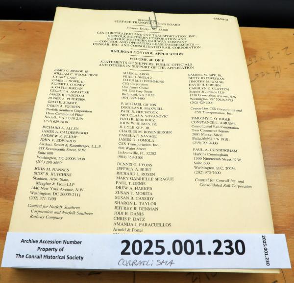 CR Split document, STB Finance Doc. 33388, vol. 4E of 8