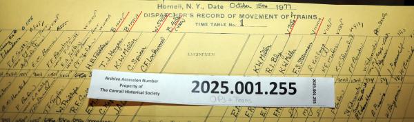 Hornell Train Dispatcher Sheet 1977-10-15