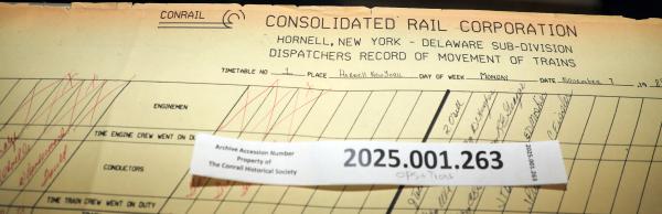 Hornell Train Dispatcher Sheet Delaware Subdivision 1988-11-07