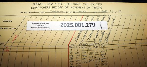 Hornell Train Dispatcher Sheet Delaware Subdivision 1988-11-24