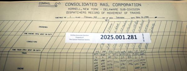 Hornell Train Dispatcher Sheet Delaware Subdivision 1988-11-26