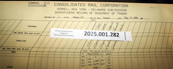 Hornell Train Dispatcher Sheet Delaware Subdivision 1988-11-27