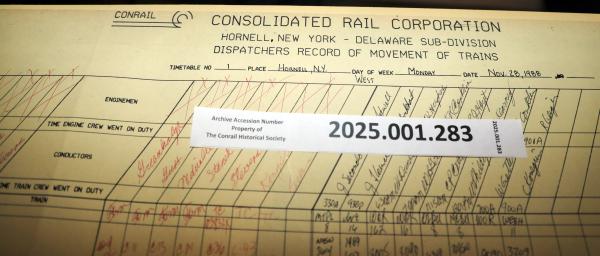 Hornell Train Dispatcher Sheet Delaware Subdivision 1988-11-28