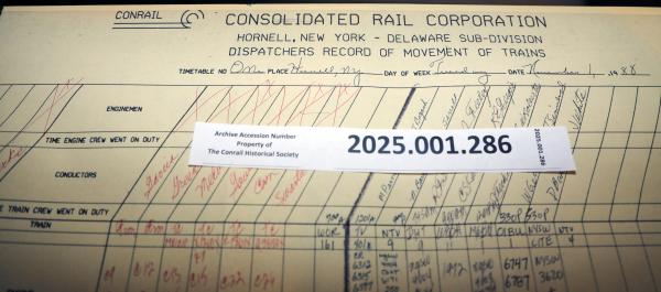 Hornell Train Dispatcher Sheet Delaware Subdivision 1988-11-01