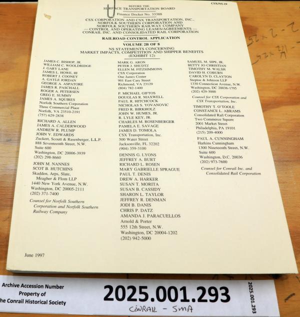Conrail Split, Docket #33388 Vol. 2B of 8
