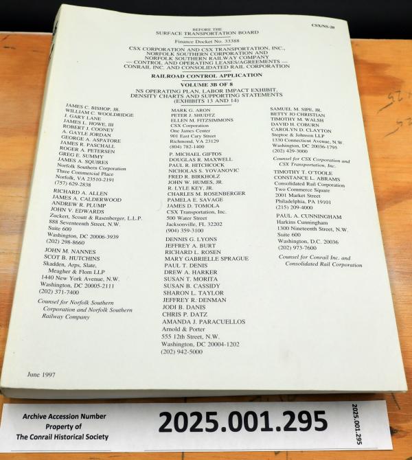 Conrail Split, Docket #33388 Vol. 3B of 8