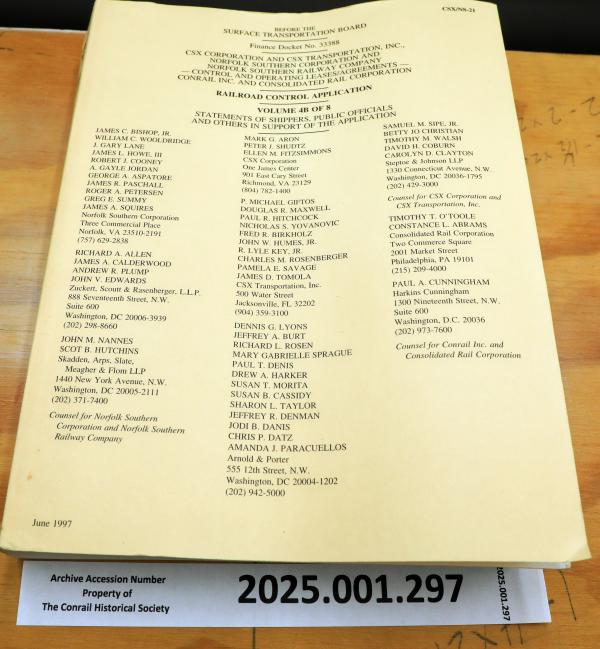 Conrail Split, Docket #33388 Vol. 4B of 8