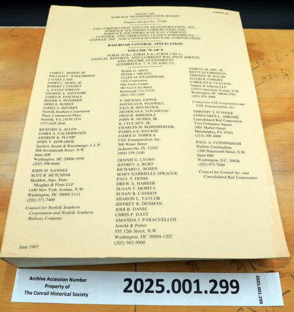 Conrail Split, Docket #33388 Vol. 7? of 8