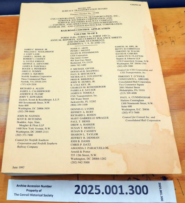 Conrail Split, Docket #33388 Vol. 7? of 8