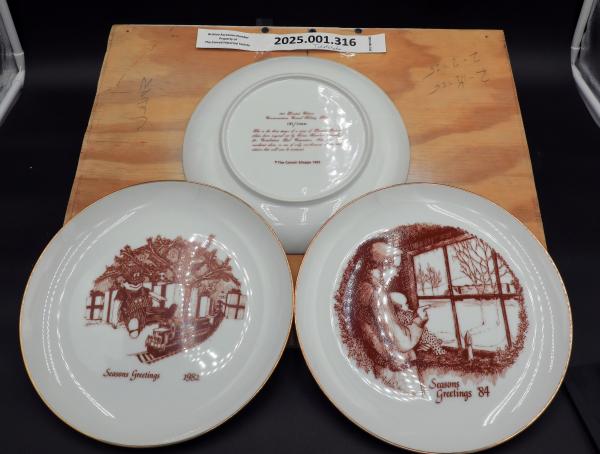 Conrail Christmas plates, 1982, 1983, 1984
