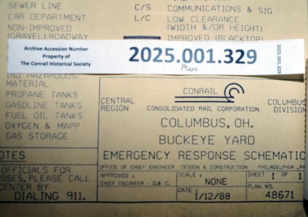 Columbus Div. Buckeye Yard Emergency Response Schematic, 1988-01-22