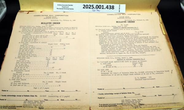 Eastern Reg., Harrisburg Division, bulletin orders Feb-May 1980