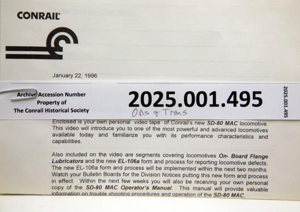 Cover letter re enclosed information about SD80MAC, 1996-01-22