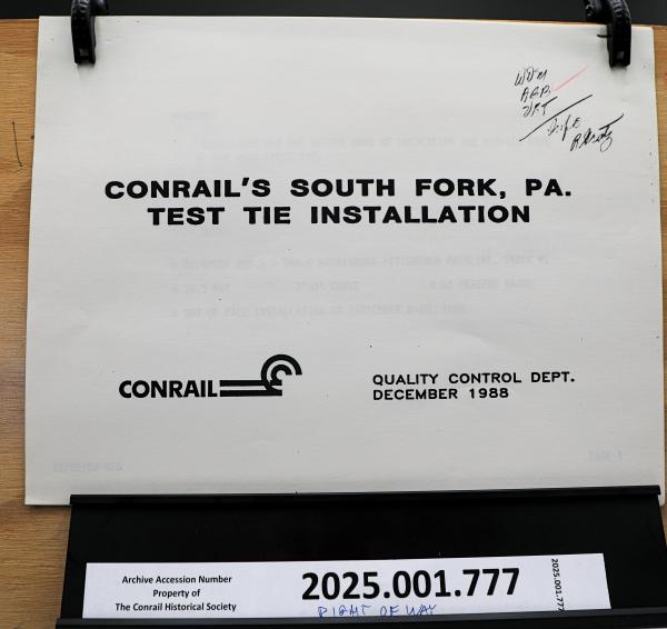Conrail's South Fork, PA. Test Tie Installation