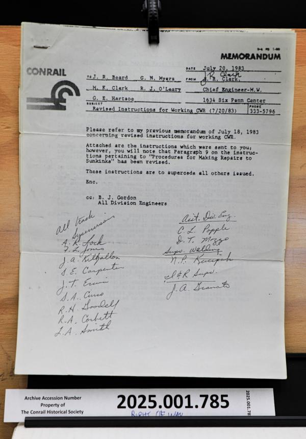 Revised Instructions for Working CWR (7/20/83)