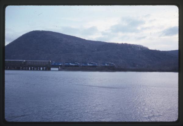 CR freight crossing water level trestle on River Line ?