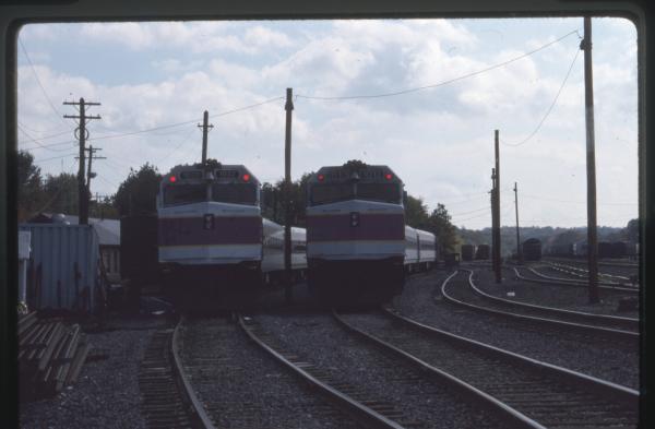 MBTA equipment in a yard