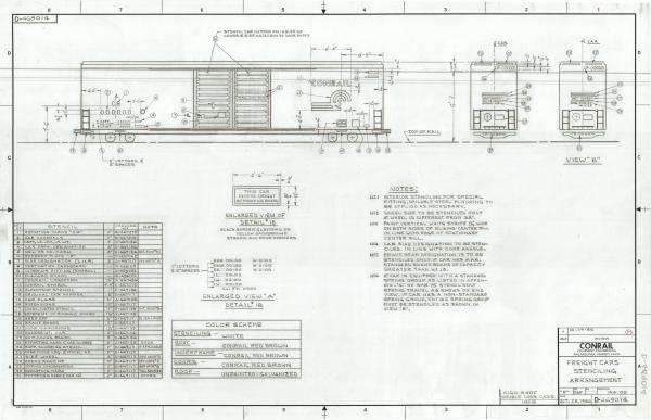Paint and Stencil Diagram for 60' Excess Height Boxcars