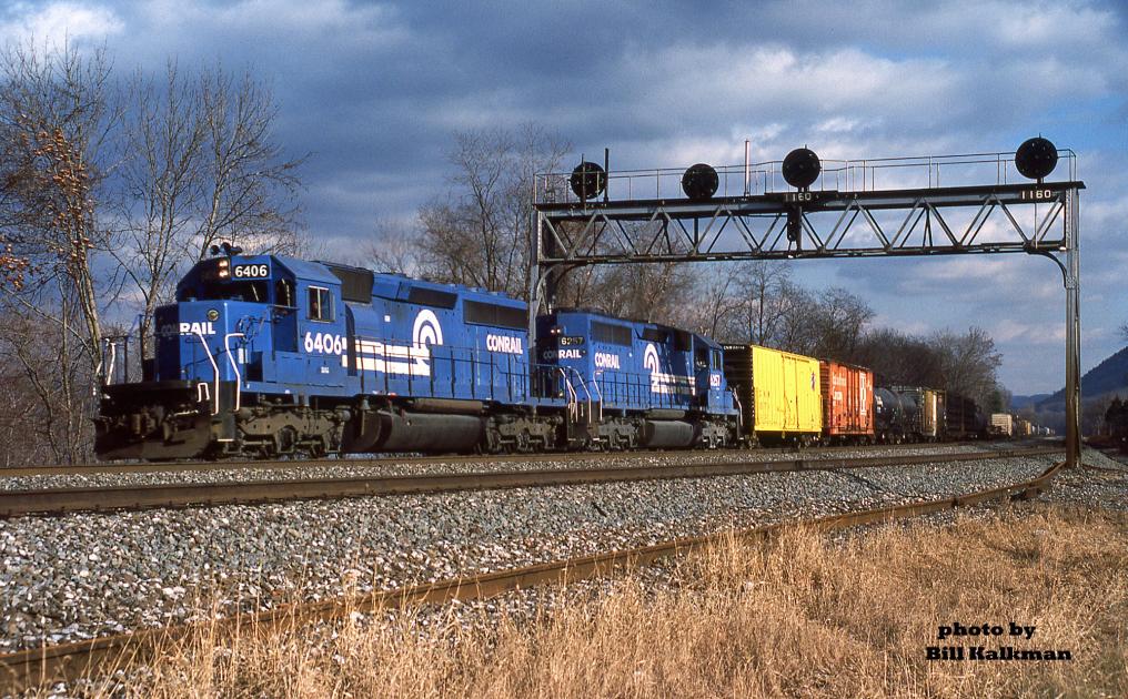 Pitl CR 6406 & 6257 are W/B on the PITL at MP 116 in Cove, PA 12/84. | The ...