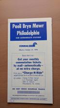 Conrail and SEPTA Schedule - Paoli, Bryn Mawr, and Philadelphia - 1976-10-31