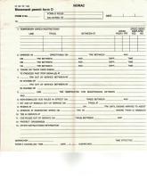 Pad of NORAC Movement permit form D CT 401 R7 1-93