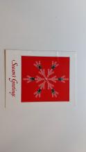 Christmas Card with Red Track Snowflake Illustration