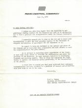 Penn Central Bankruptcy Letter to Employees