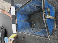Conrail mail bin, cloth on wheels