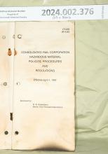CR Hazmat Policies, Procedures & Regulations eff. 1987-04-01