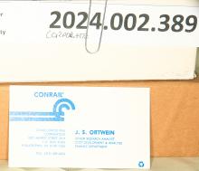 Small box CR business cards & holders, J.S. Ortwein, Finance Dept