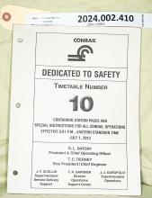 CR Timetable Number 10 Containing Station Papers and Special Instructions for all Conrail Operations